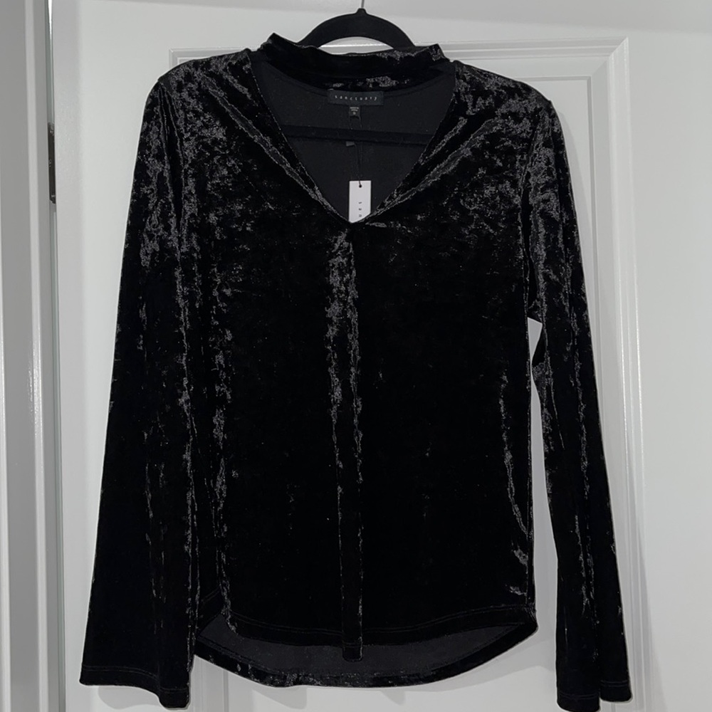 Black Sanctuary Crushed Velvet Top - S
